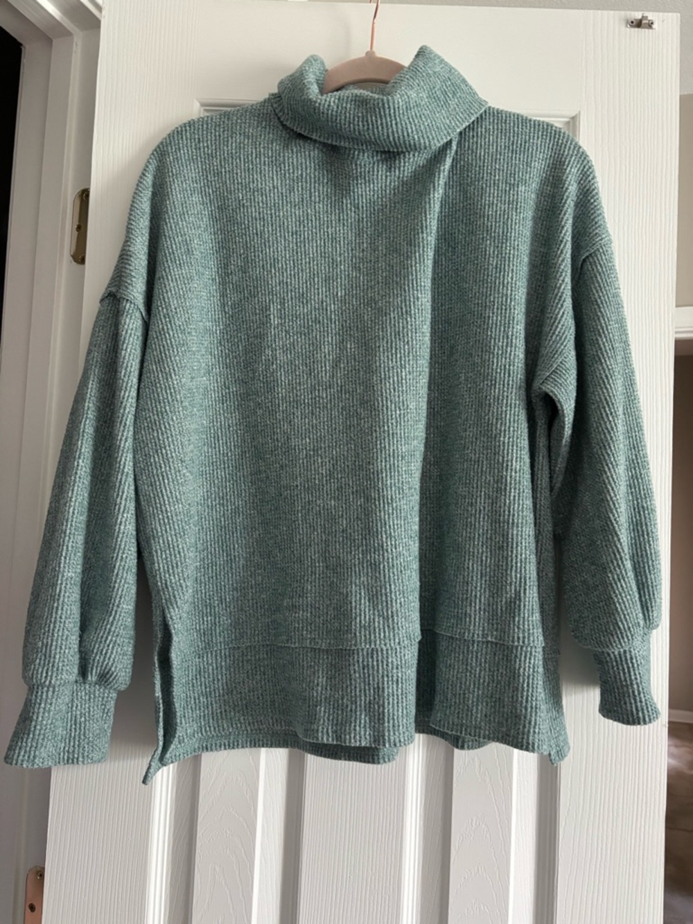 light sea green turtleneck sweater